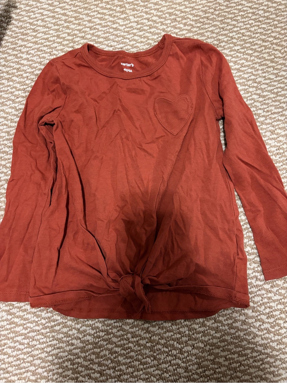 Carter's girls size 4T Rust Long-Sleeve Heart Tie-Front Top